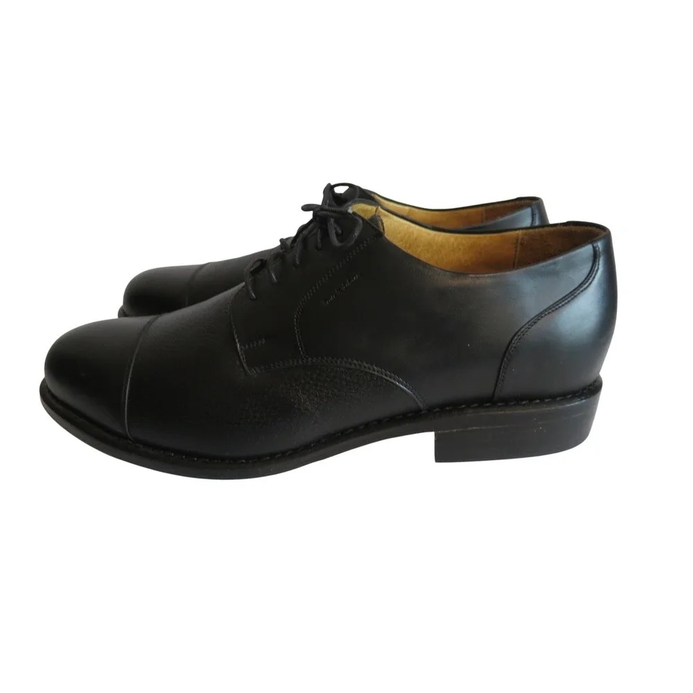 Tauer & Johnson Mens 10 D Wellington Derby Dress Shoes Black Calf Leather CapToe